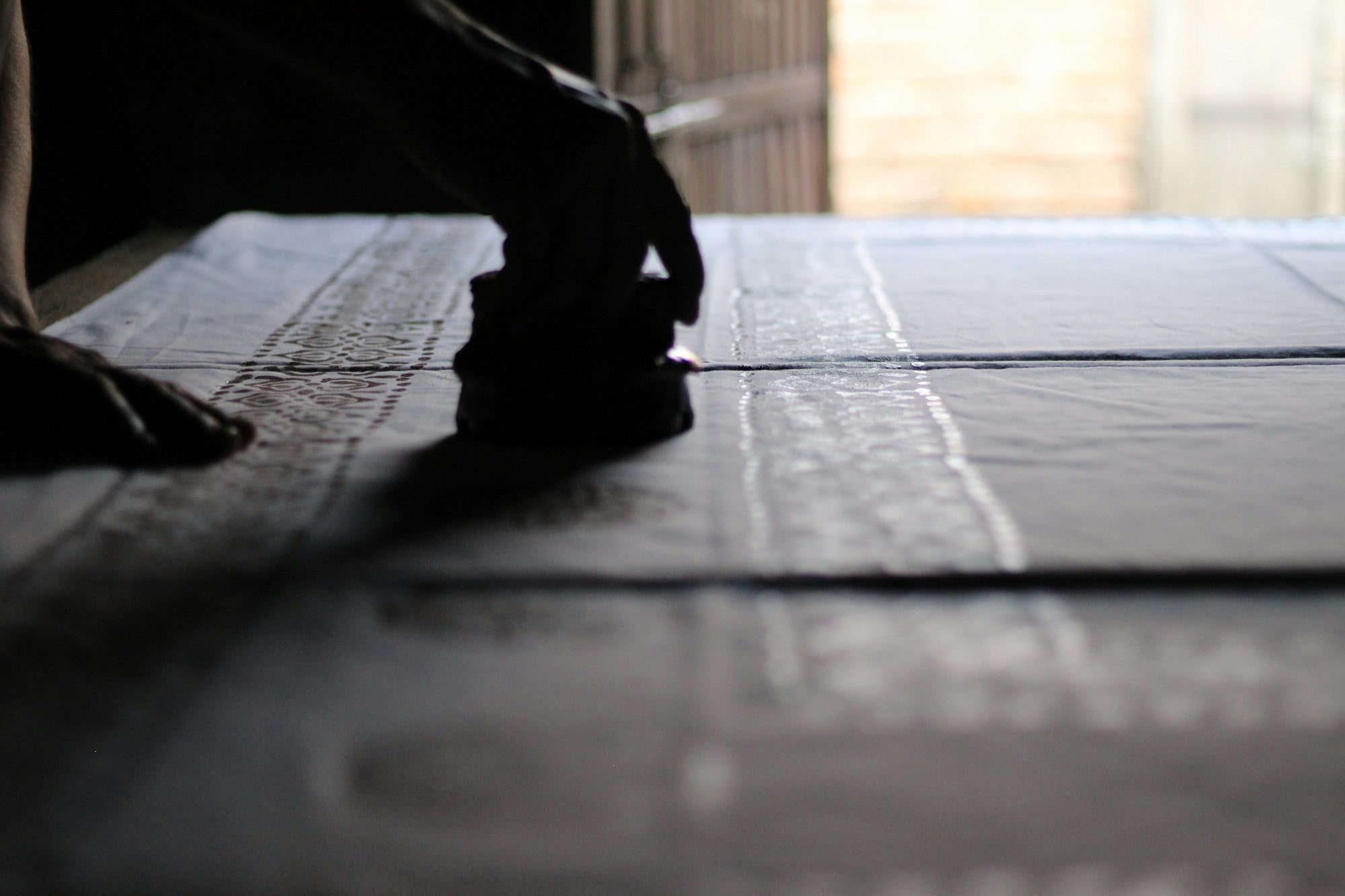 Hand-block printing on cotton fabric in Jaipur